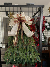 Load image into Gallery viewer, W-071-1.  Christmas Tree Wreath on a Unique in The Creek Board with artificial Pine Picks
