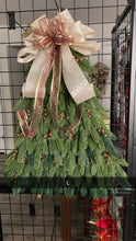 Load image into Gallery viewer, W-071-1.  Christmas Tree Wreath on a Unique in The Creek Board with artificial Pine Picks
