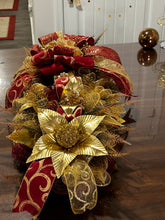 Load image into Gallery viewer, W-059.  (Sold) Burgandy and Gold Christmas Centerpiece Swag
