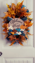 Load image into Gallery viewer, W-067.  “Welcome to Our Patch” Mesh with Leopard Print Accent Ribbons Wreath
