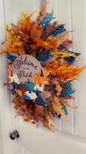 Load image into Gallery viewer, W-067.  “Welcome to Our Patch” Mesh with Leopard Print Accent Ribbons Wreath
