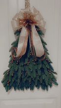 Load image into Gallery viewer, W-071-1.  Christmas Tree Wreath on a Unique in The Creek Board with artificial Pine Picks
