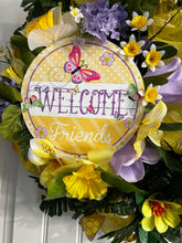 Load image into Gallery viewer, W-060.  Colorful &quot;Welcome&quot; Butterfly Wreath. Sold
