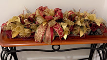 Load image into Gallery viewer, W-059.  (Sold) Burgandy and Gold Christmas Centerpiece Swag
