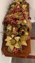 Load image into Gallery viewer, W-059.  (Sold) Burgandy and Gold Christmas Centerpiece Swag
