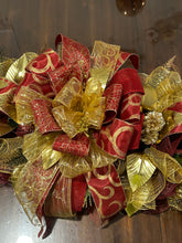 Load image into Gallery viewer, W-059.  (Sold) Burgandy and Gold Christmas Centerpiece Swag
