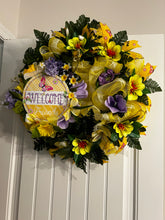 Load image into Gallery viewer, W-060.  Colorful &quot;Welcome&quot; Butterfly Wreath. Sold
