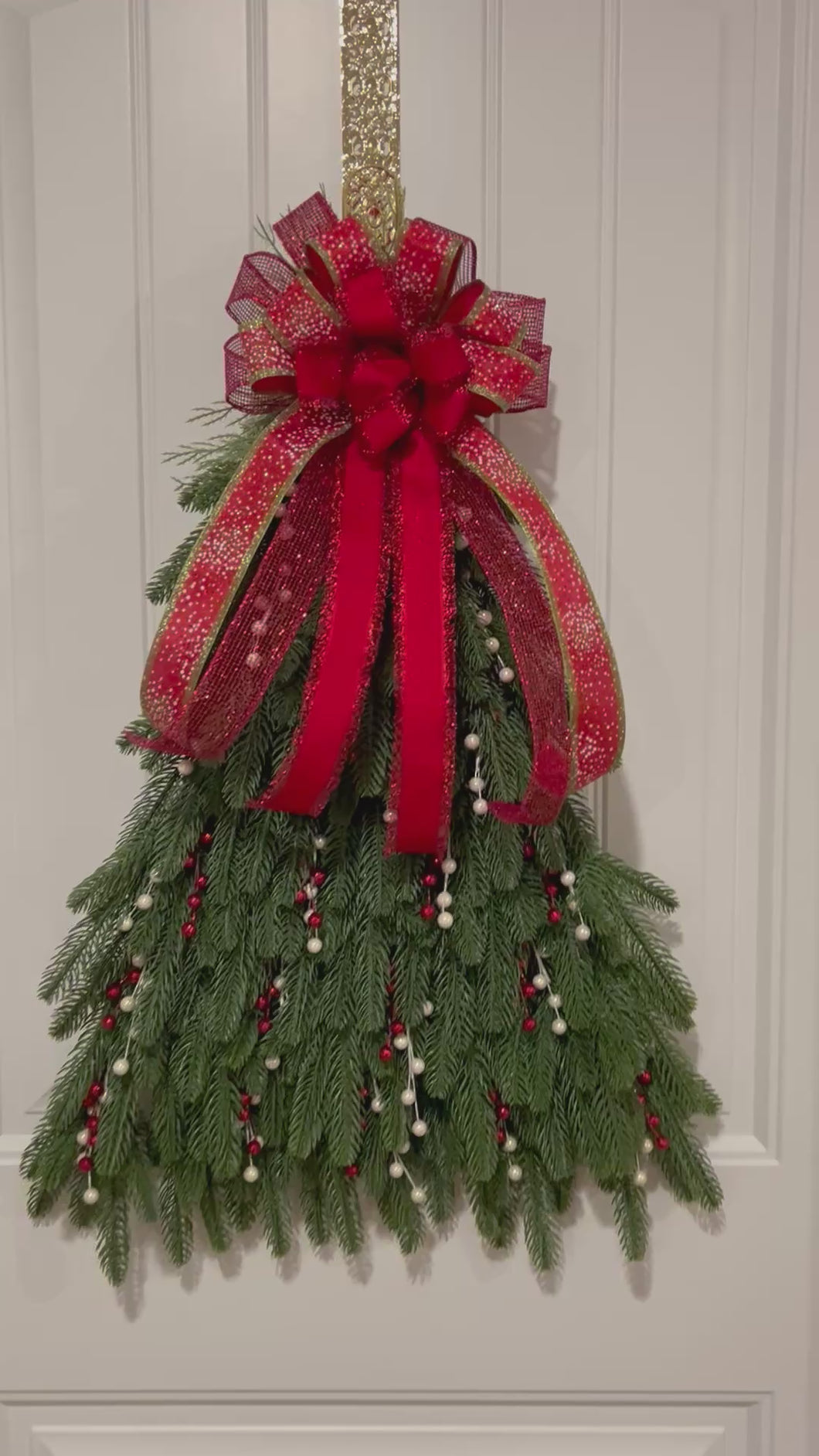 W-071-6.  Christmas Tree Wreath Red and White berry Blast. (Sold)